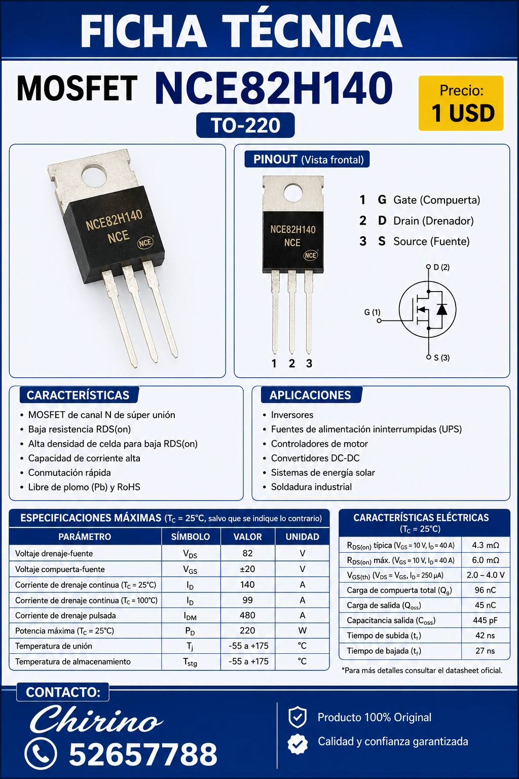 Mosfet 82H140's foto | Elect-Chirino |  BizneCubano