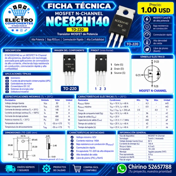 Mosfet 82H140's foto | Elect-Chirino |  BizneCubano