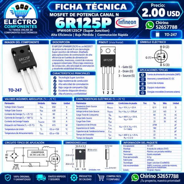 Mosfet 6R125P to-247's foto | Elect-Chirino |  BizneCubano