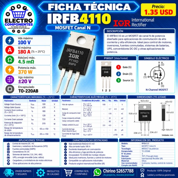 Mosfet IRFB4110's foto | Elect-Chirino |  BizneCubano