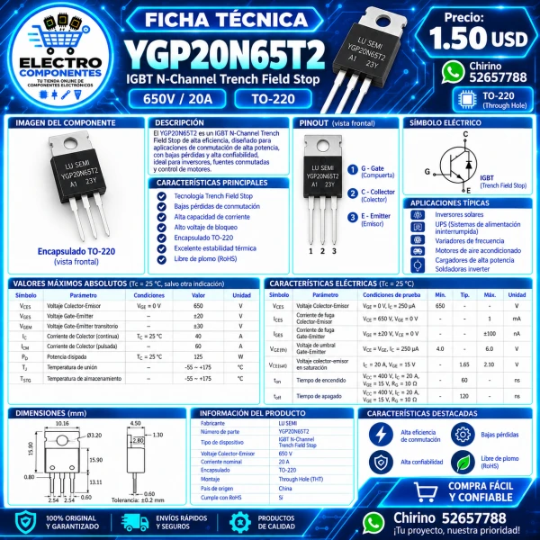 IGBT YGP20N65T2's foto | Elect-Chirino |  BizneCubano