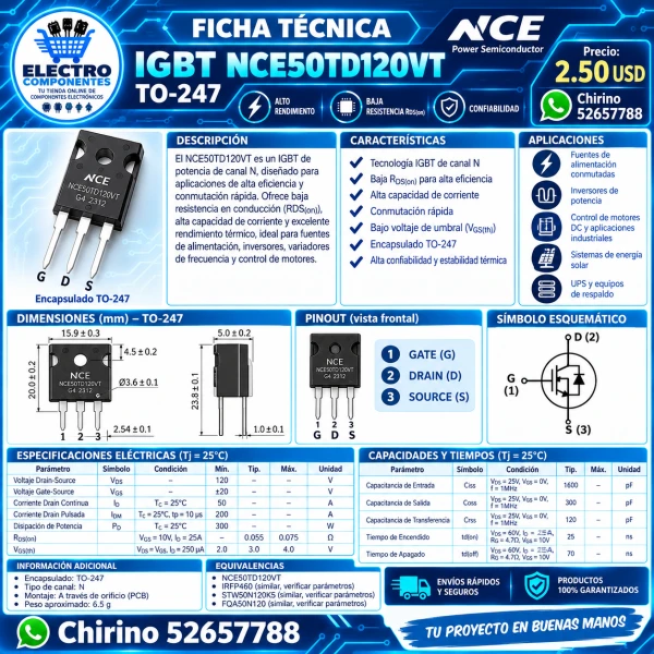 IGBT NCE50TD120VT to-247's foto | Elect-Chirino |  BizneCubano