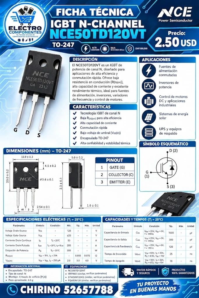 IGBT NCE50TD120VT to-247's foto | Elect-Chirino |  BizneCubano