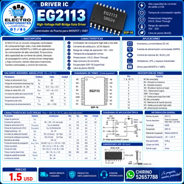 DRIVER IC EG2113D's foto | Elect-Chirino |  BizneCubano