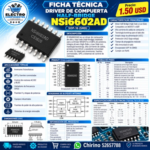 DRIVER IC Nsi6602AD's foto | Elect-Chirino |  BizneCubano