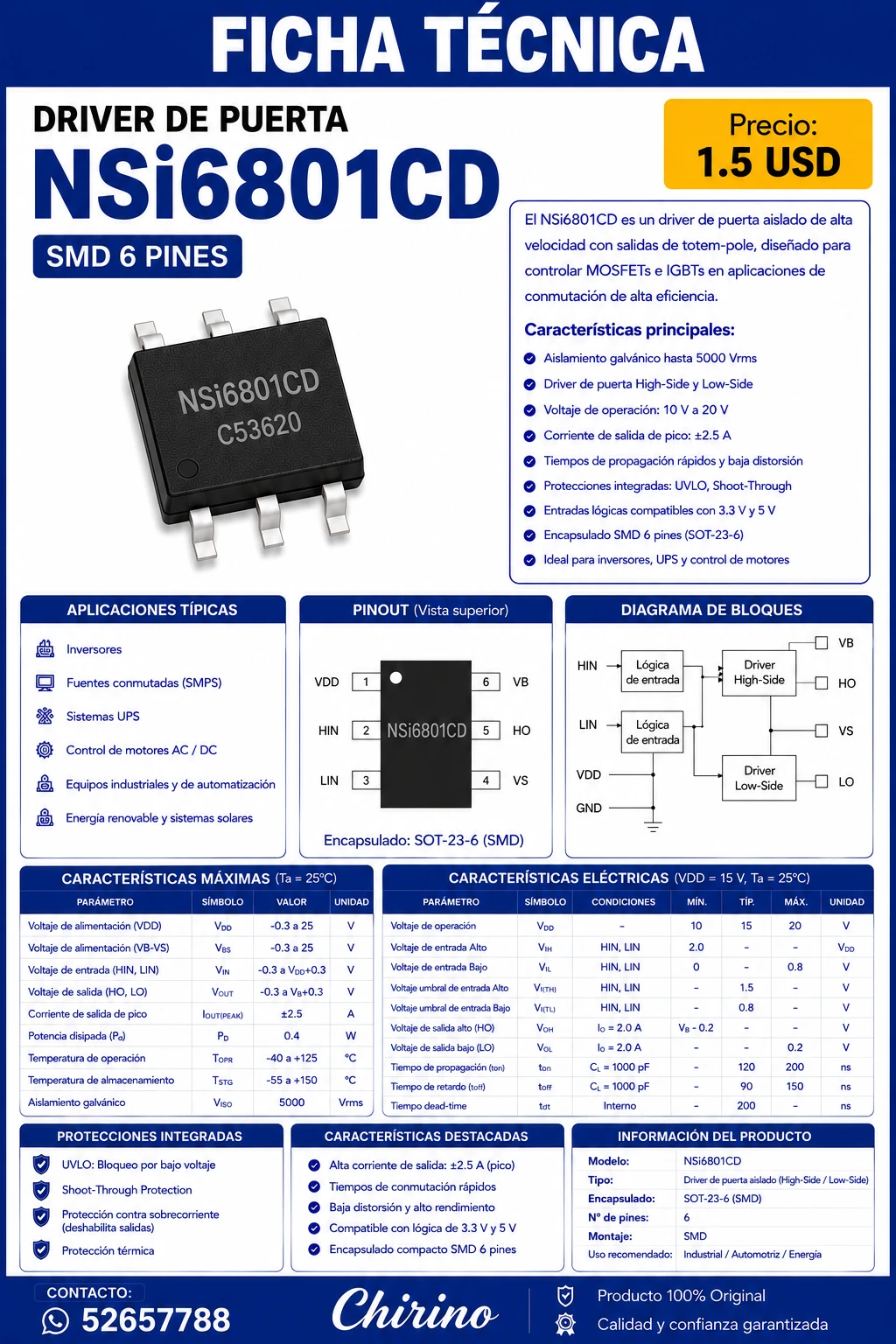 DRIVER IC Nsi6801CD's foto | Elect-Chirino |  BizneCubano