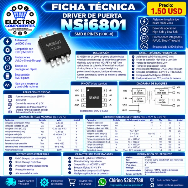 DRIVER IC Nsi6801 SOP-8's foto | Elect-Chirino |  BizneCubano
