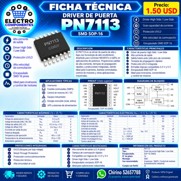 DRIVER IC PN7113 16 Pines's foto | Elect-Chirino |  BizneCubano