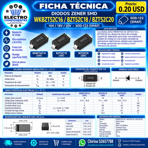 Diodo Zener SMD's foto | Elect-Chirino |  BizneCubano