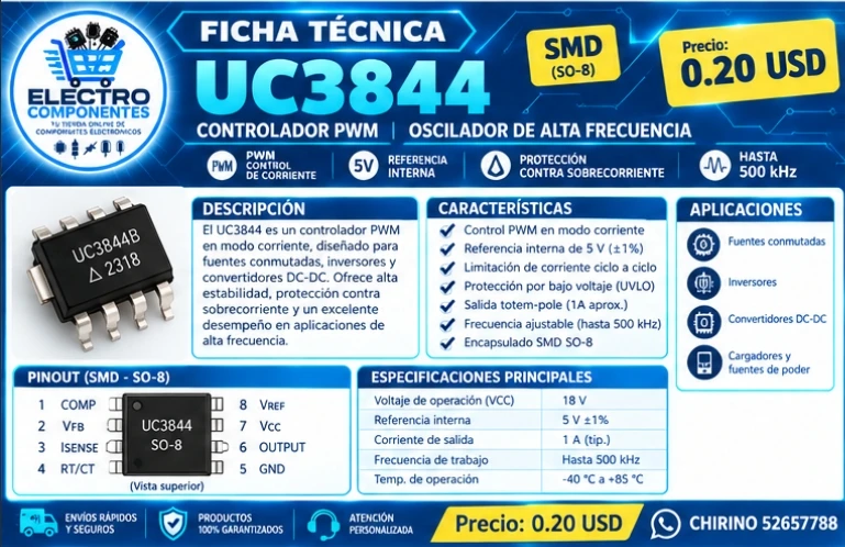 Osciladora UC3844 SMD's foto | Elect-Chirino |  BizneCubano