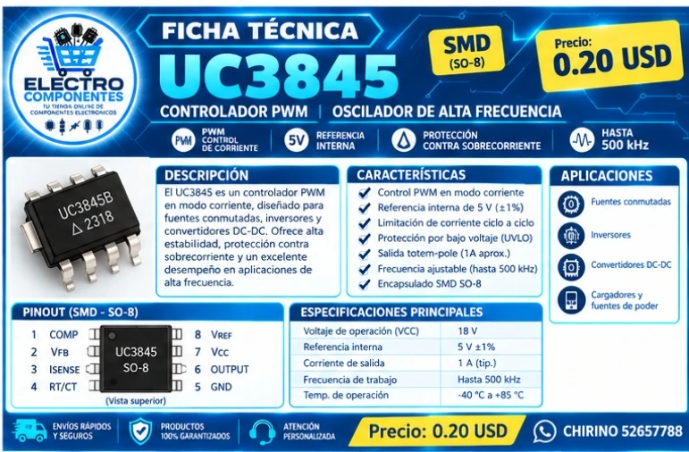 Osciladora UC3845 SMD's foto | Elect-Chirino |  BizneCubano