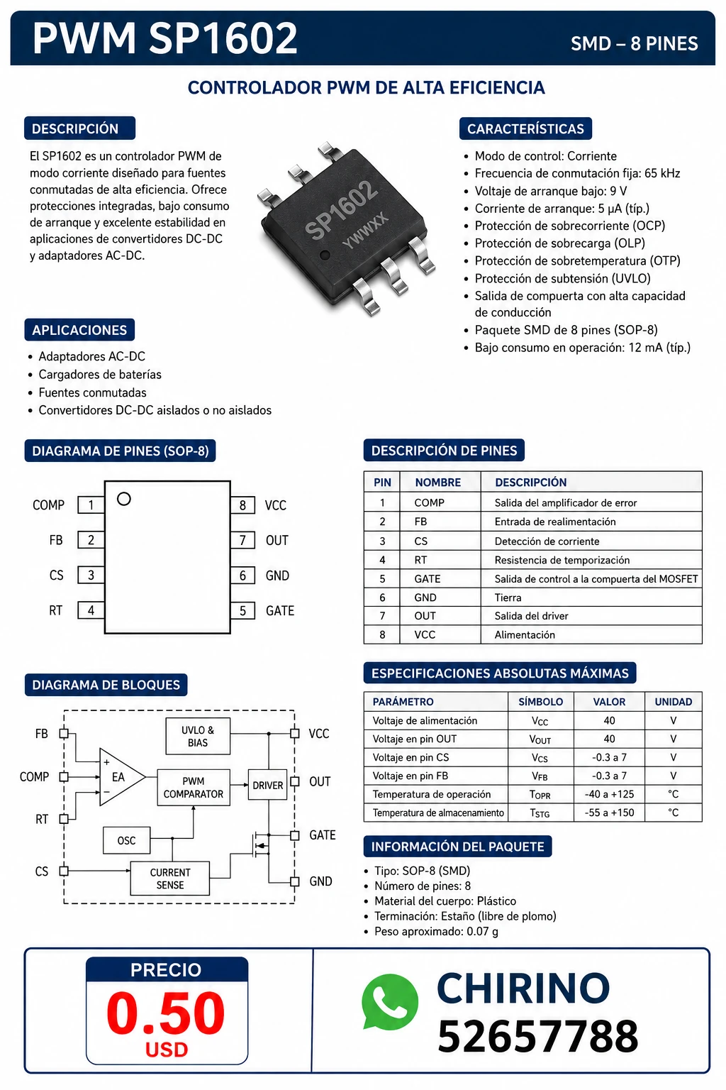 Osciladora SP1602 SMD's foto | Elect-Chirino |  BizneCubano