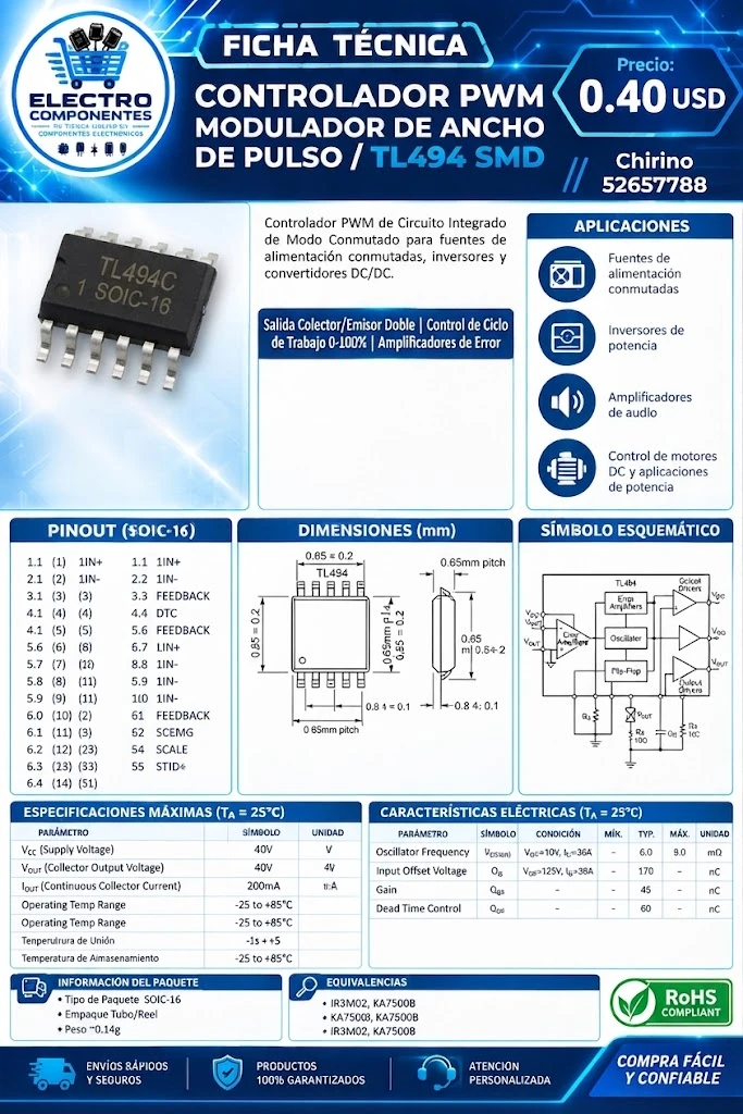 Osciladora TL494 SMD's foto | Elect-Chirino |  BizneCubano