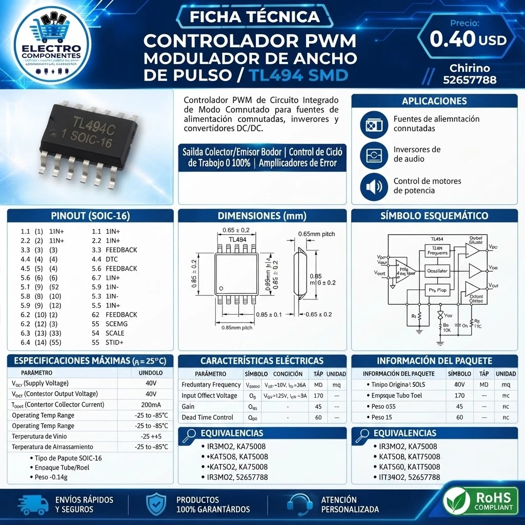 Osciladora TL494 SMD's foto | Elect-Chirino |  BizneCubano