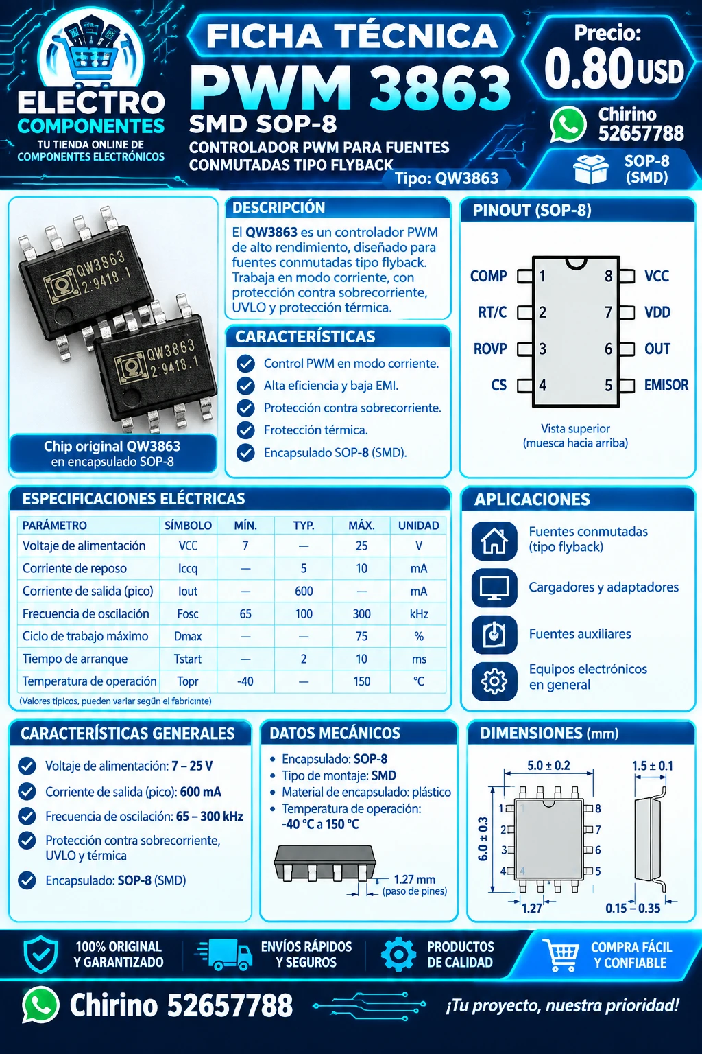 Osciladora QW3863 SMD's foto | Elect-Chirino |  BizneCubano