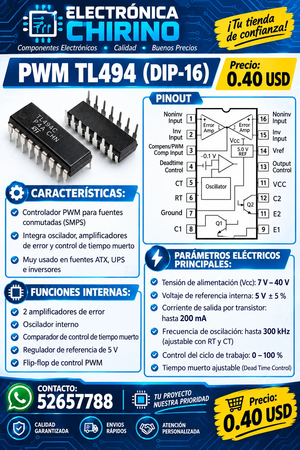 Osciladora TL494 DIP's foto | Elect-Chirino |  BizneCubano