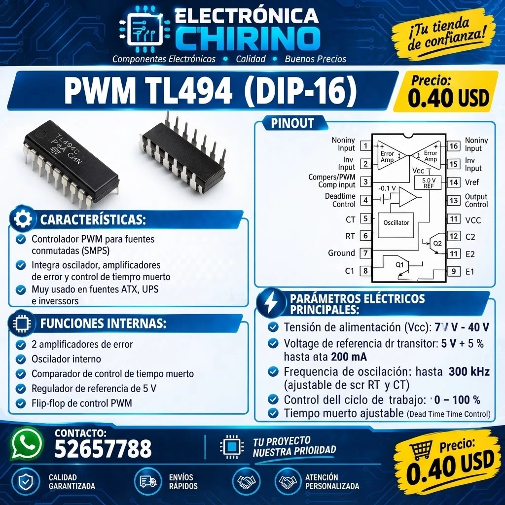 Osciladora TL494 DIP's foto | Elect-Chirino |  BizneCubano
