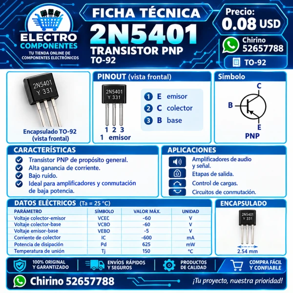 Transistor 2N5401 DIP's foto | Elect-Chirino |  BizneCubano