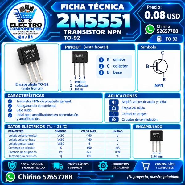 Transistor 2N5551 DIP's foto | Elect-Chirino |  BizneCubano