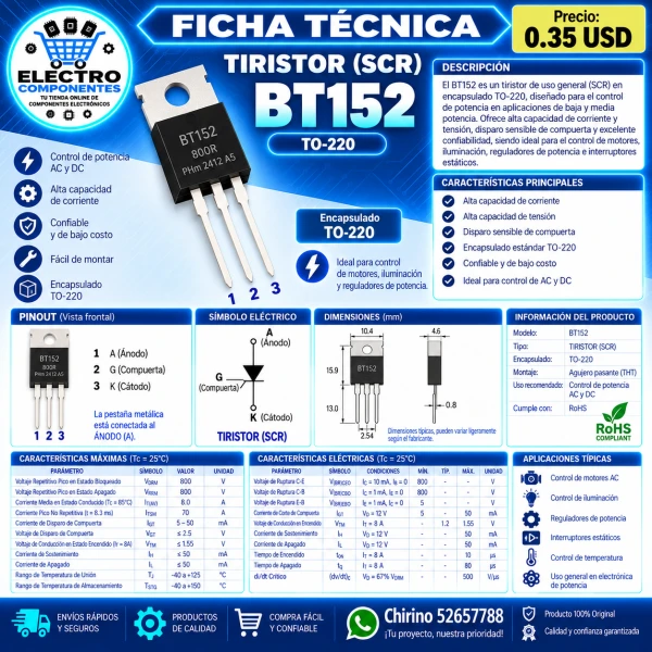 Tiristor BT152's foto | Elect-Chirino |  BizneCubano