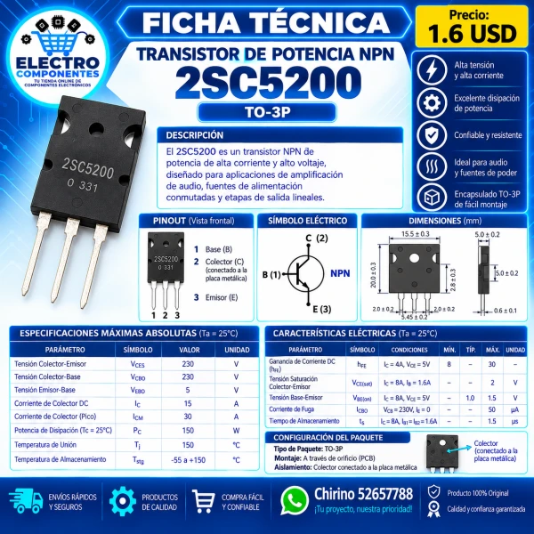 Transistor de Potencia 2SC5200's foto | Elect-Chirino |  BizneCubano