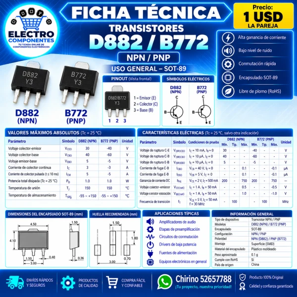 Transistor D882 y B772's foto | Elect-Chirino |  BizneCubano