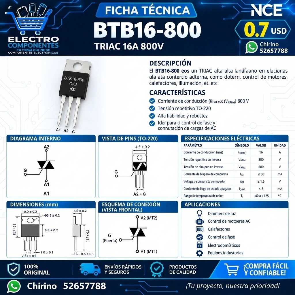 TRIAC BTA16-800's foto | Elect-Chirino |  BizneCubano