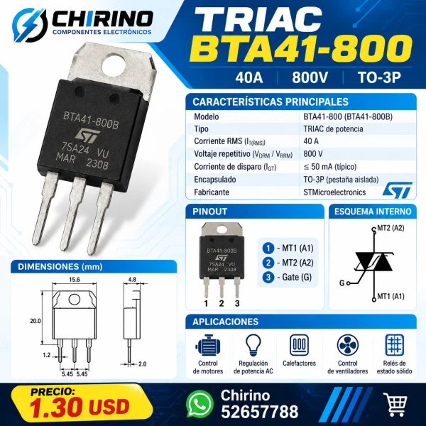 TRIAC BTA41-800's foto | Elect-Chirino |  BizneCubano